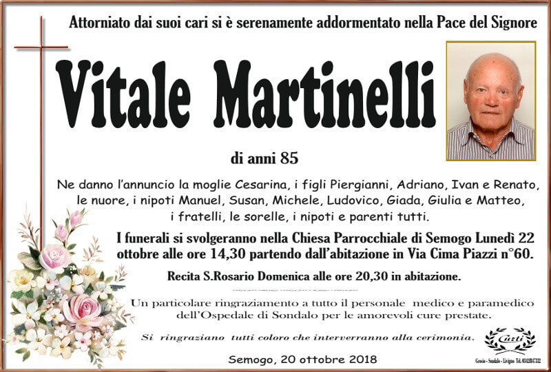 necrologio Martinelli Vitale