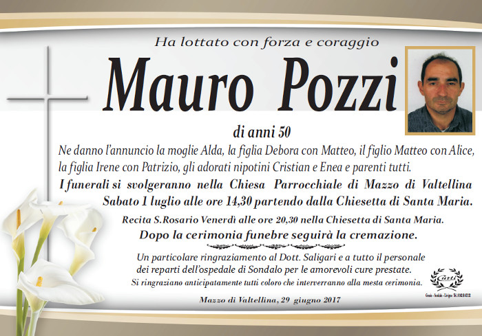Necrologio Mauro Pozzi