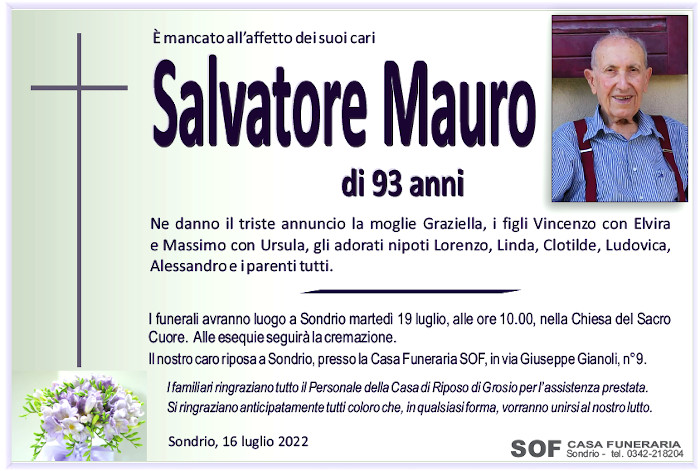 necrologio Mauro Salvatore
