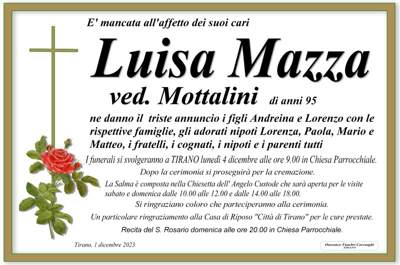 Necrologio Mazza Luisa