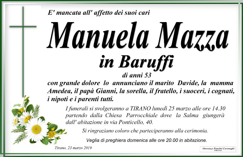 necrologio Mazza Manuela