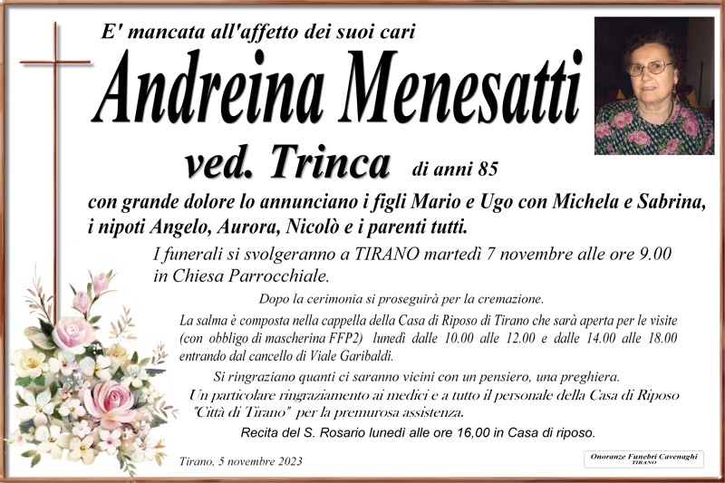 Necrologio Menesatti Andreina