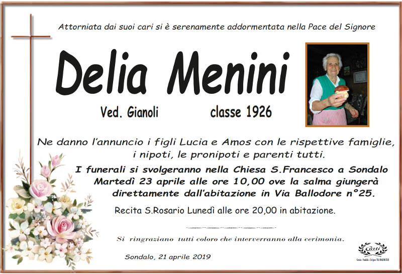 necrologio Menini Delia