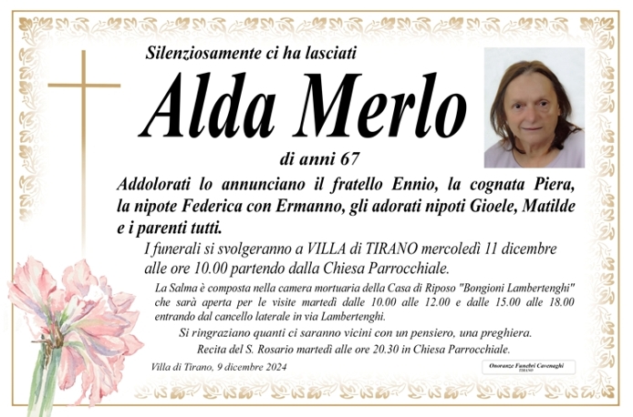 Necrologio Merlo Alda