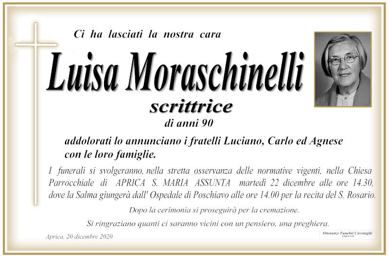 necrologio Moraschinelli Luisa