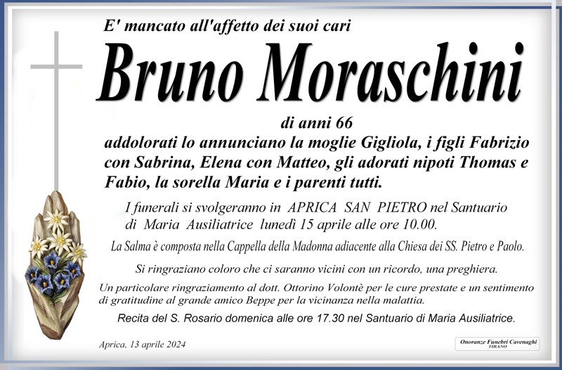 Necrologio Moraschini Bruno