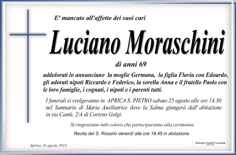 necrologio Moraschini Luciano