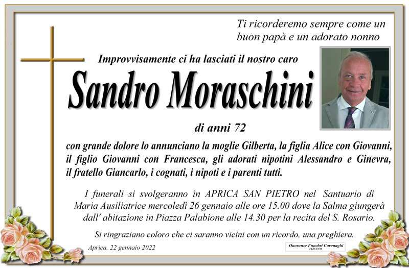 necrologio Moraschini Sandro