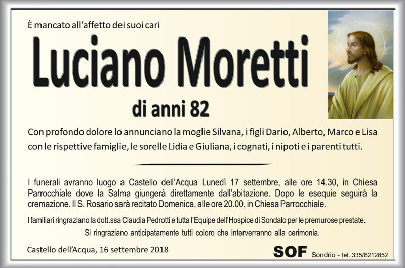 necrologio Moretti Luciano