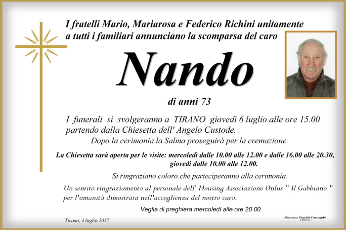 Necrologio Nando Richini