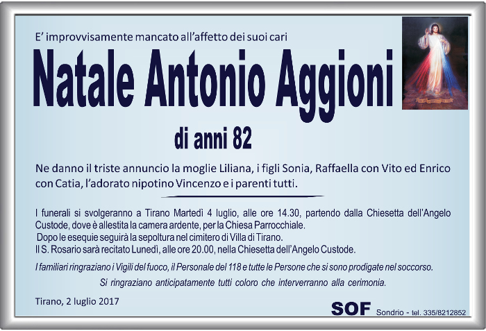 Necrologio Natale Antonio Aggioni