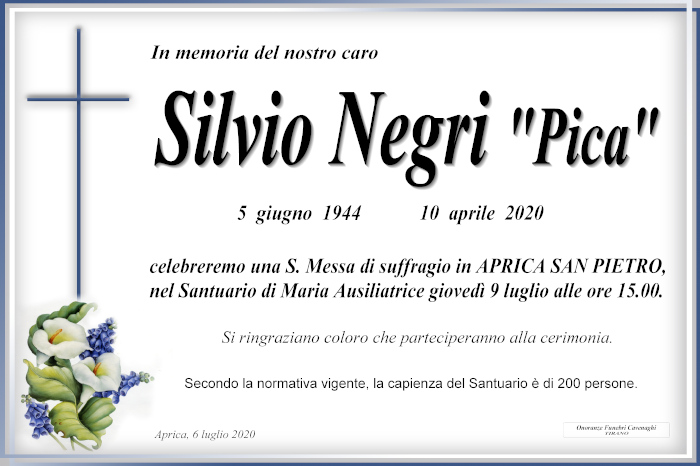 necrologio Negri Silvio