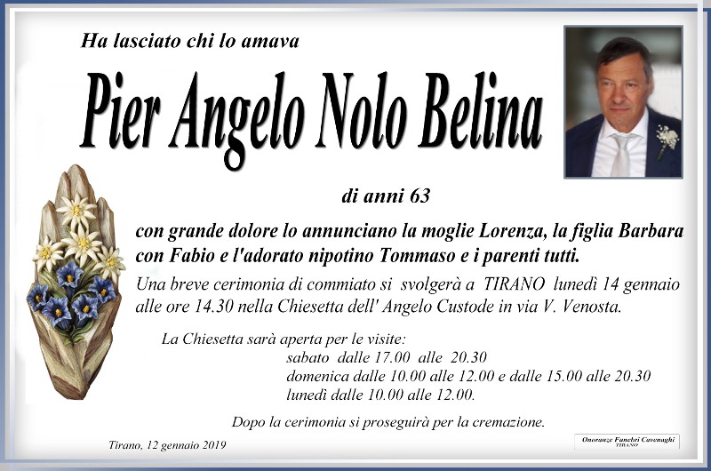 necrologio Nolo Belina Pier Angelo