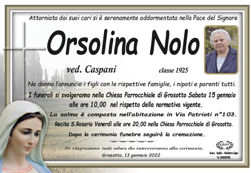 necrologio Nolo Orsolina
