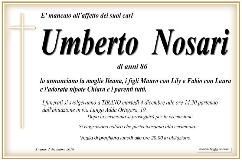 necrologio Nosari Umberto