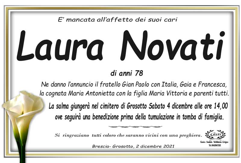 necrologio Novati Laura