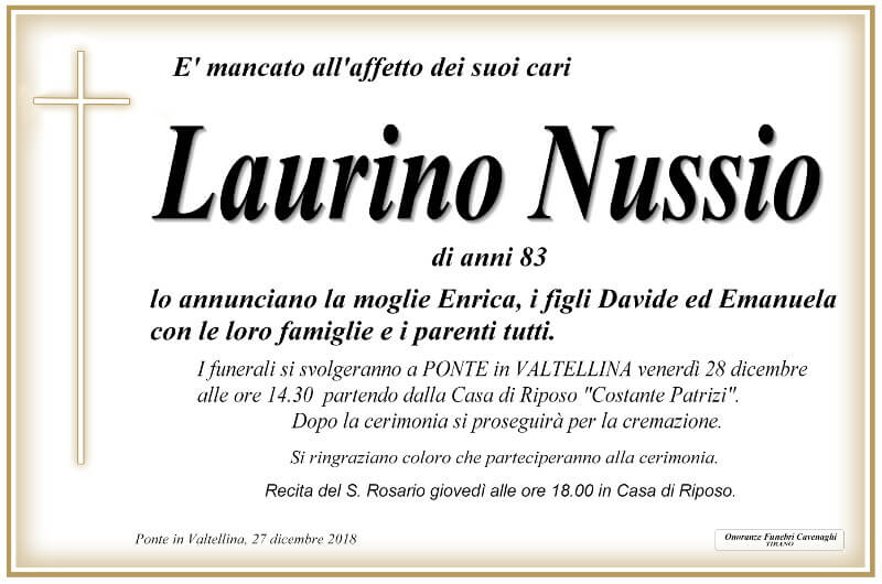 necrologio Nussio Laurino