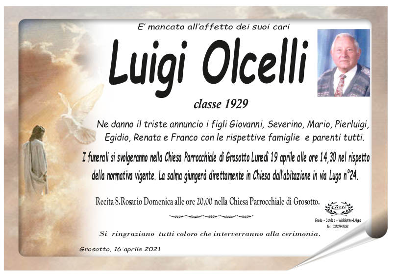 necrologio Olcelli Luigi