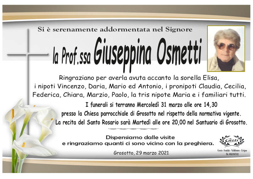 necrologio Osmetti Giuseppina