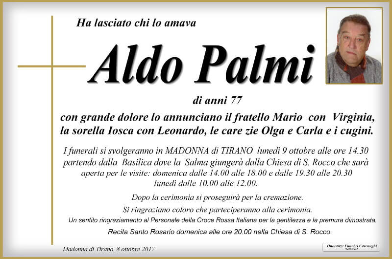 necrologio Palmi Aldo