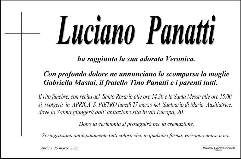 Necrologio Panatti Luciano