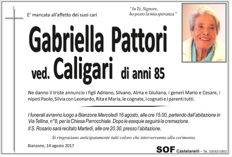 necrologio Pattori Gabriella