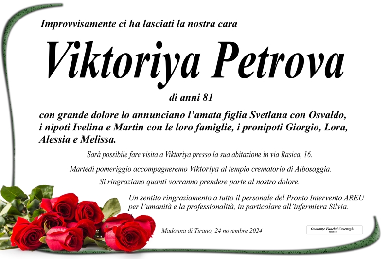 Necrologio Petrova Viktoriya