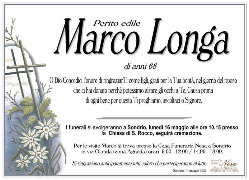 necrologio Longa Marco