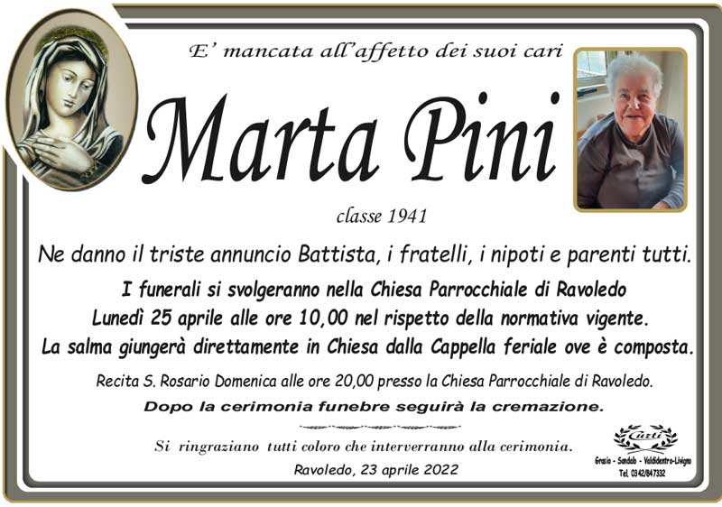/necrologio Pini Marta
