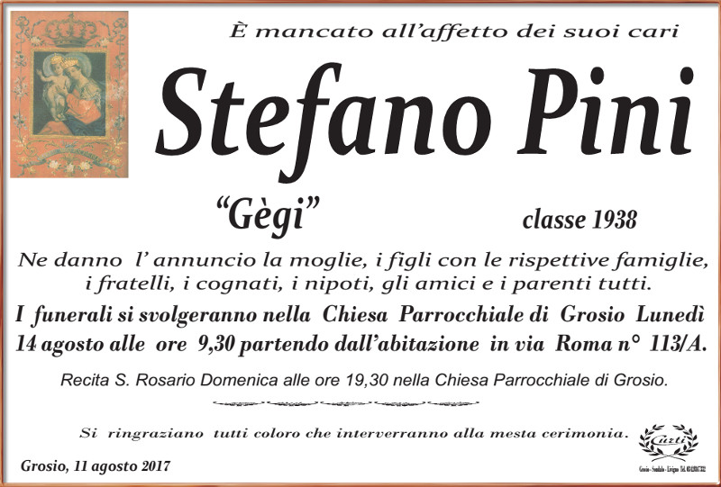 necrologio Pini Stefano