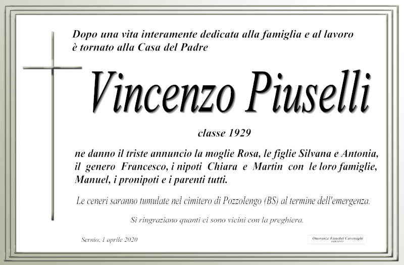 necrologio Piuselli Vincenzo