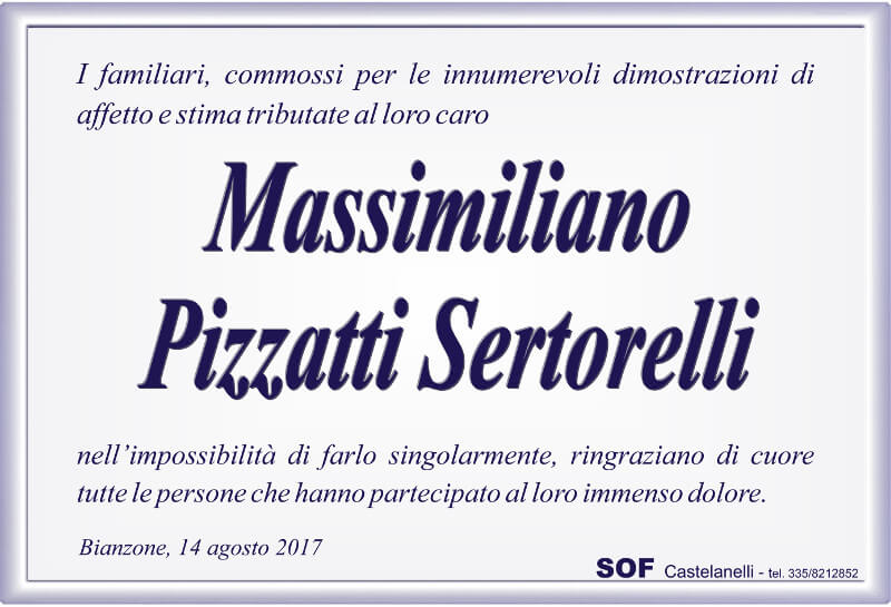 ringraziamenti Massimiliano Pizzatti Sertorelli
