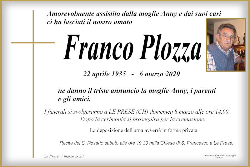 necrologio Plozza Franco
