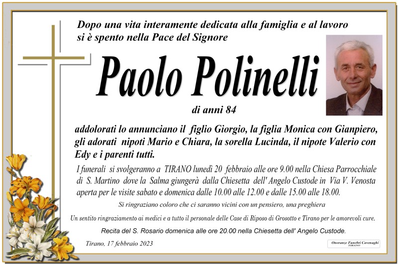 Necrologio Polinelli Paolo