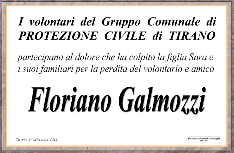 Protezione Civile Tirano per Galmozzi Floriano