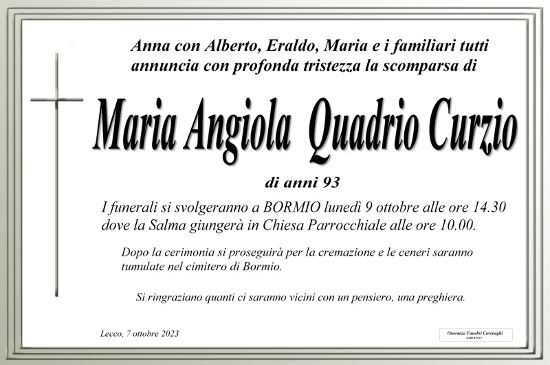 Necrologio Quadrio Curzio Maria Angiola