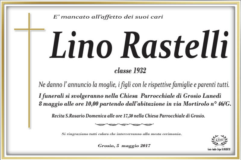necrologio Rastelli Lino
