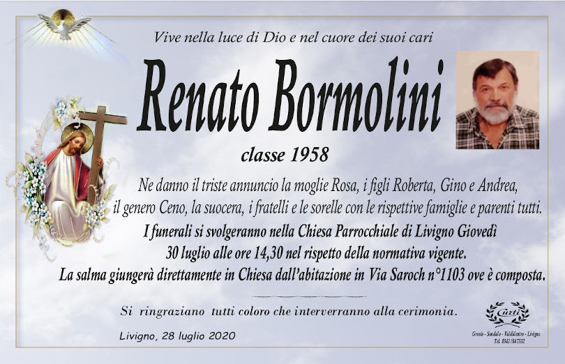 necrologio Bormolini Renato
