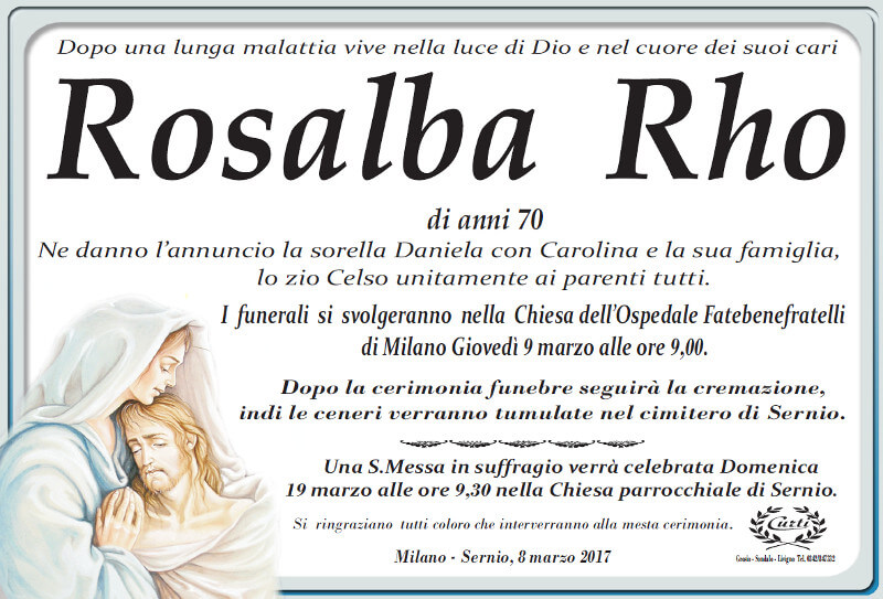 necrologio Rho Rosalba