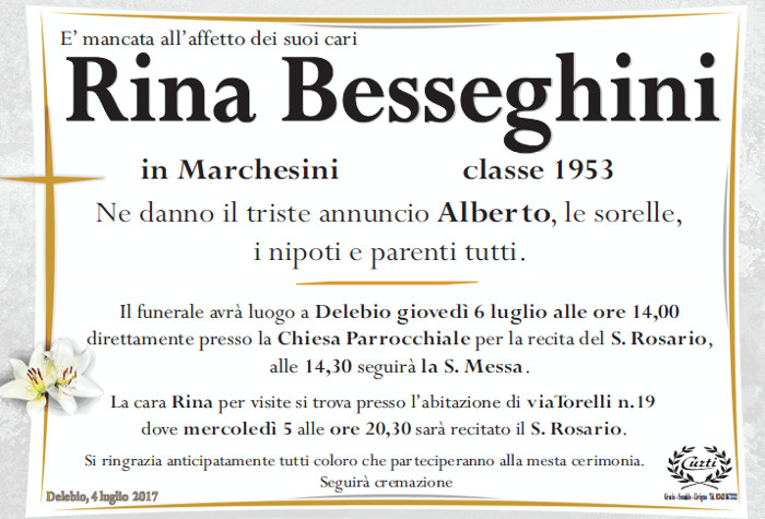 Necrologio Rina Besseghini
