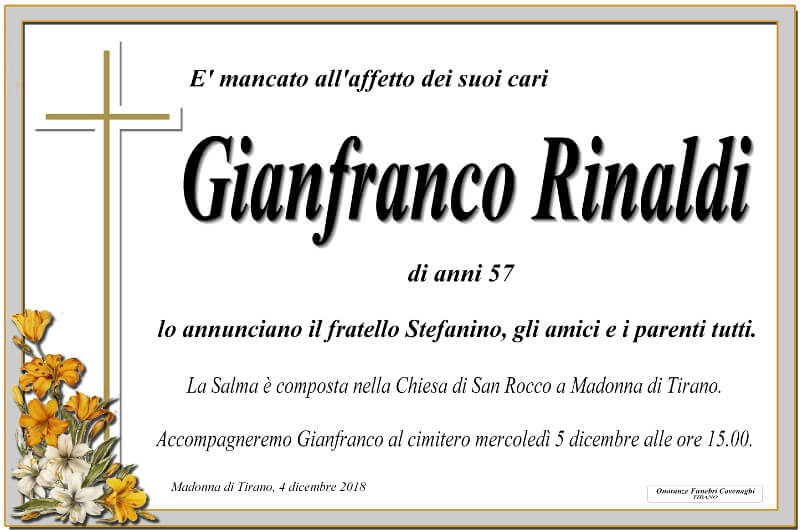 necrologio Rinaldi Gianfranco