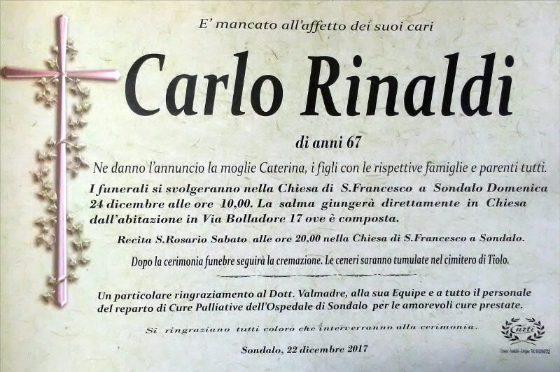 necrologio Rinaldi Carlo