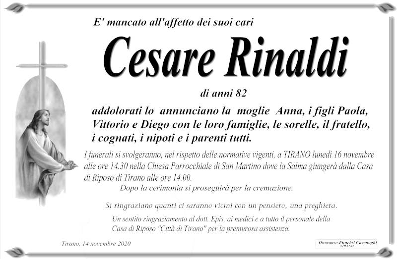 necrologio Rinaldi Cesare