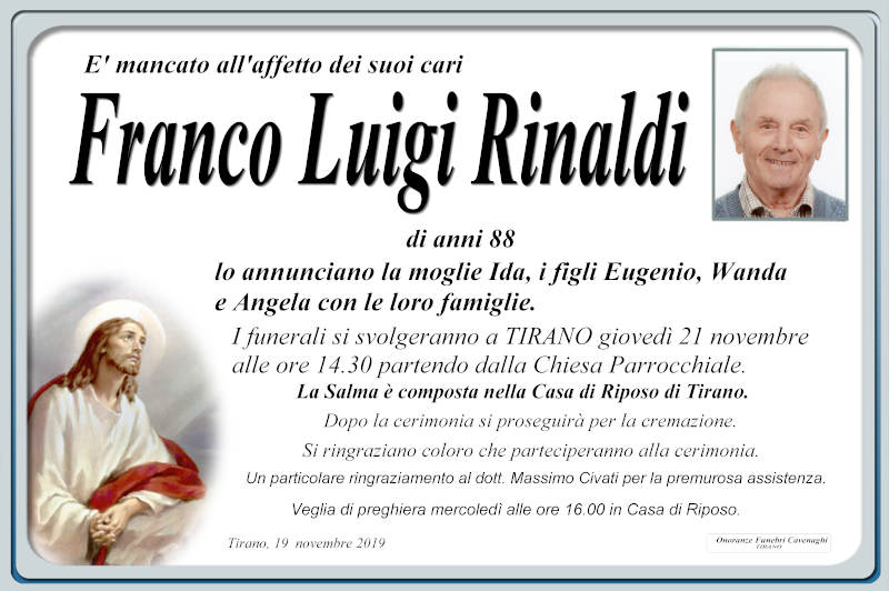 necrologio Rinaldi Franco Luigi