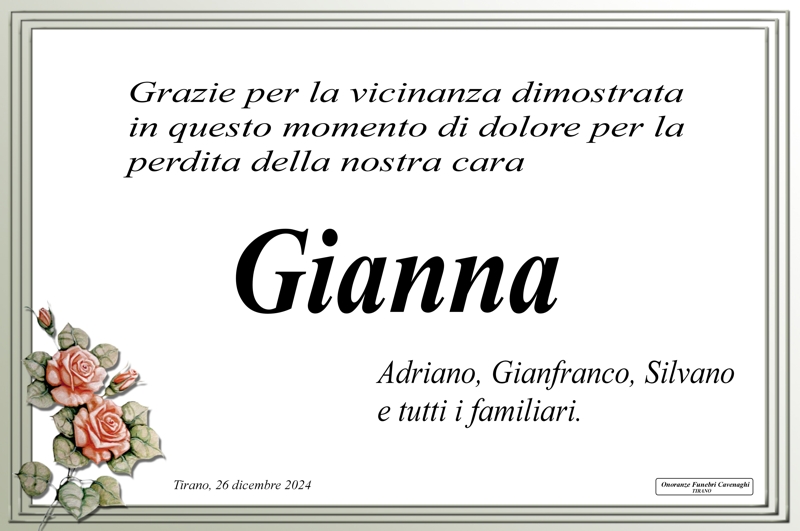 Ringraziamenti Alberelli Gianna