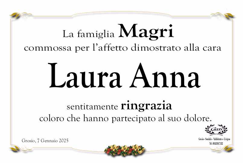 /RINGRAZIAMENTI PINI LAURA ANNA VED. MAGRI