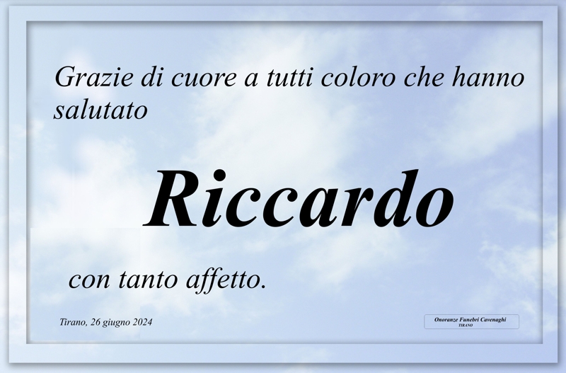 Ringraziamenti Riccardi Riccardo