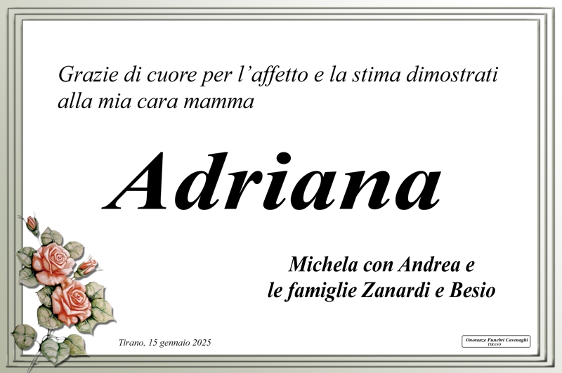 Ringraziamenti Zanardi Adriana