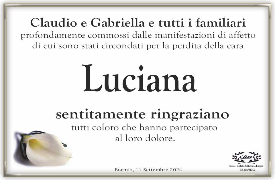 ringraziamento cinti luciana