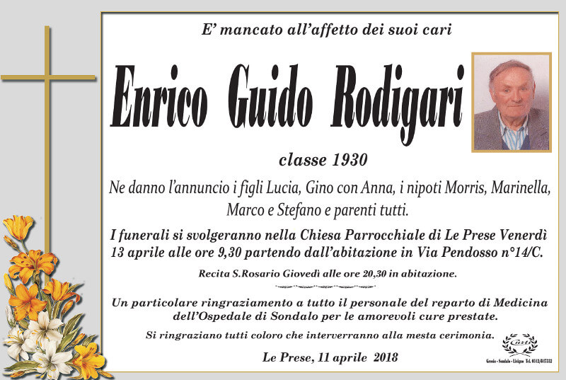 necrologio Rodigari Enrico Guido